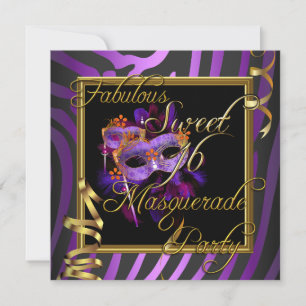 Masquerade Sweet 16 Sweet Sixteen Gold Paars Kaart