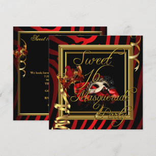 Masquerade Sweet 16 Sweet Sixteen Zebra Red Kaart