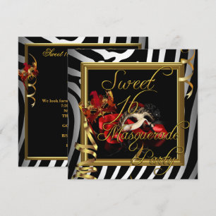 Masquerade Sweet 16 Sweet Sixteen Zebra Red Kaart
