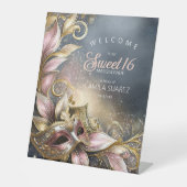 Masquerade Sweet 16 Welkom Roos Gold ID1032 Reclamebord Met Voetstuk (Voorkant)