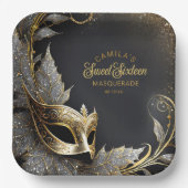 Masquerade Sweet 16 Welkom Zwart Goud ID1032 Papieren Bordje (Voorkant)