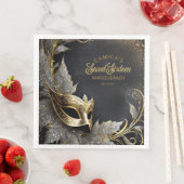 Masquerade Sweet 16 Welkom Zwart Goud ID1032 Servet (Insitu)