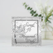 Masquerade Sweet 16 Zestien Birthday White Kaart (Staand voorkant)