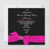 Masquerade Sweet 16 Zestien Hot Pink Mask Party Kaart (Achterkant)