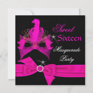 Masquerade Sweet 16 Zestien Roze Masker Feest Kaart