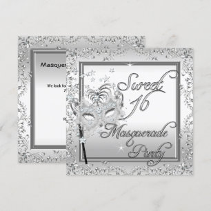 Masquerade Sweet 16 Zestiende Verjaardag Wit Kaart
