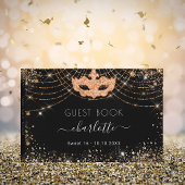 Masquerade Sweet 16 zwart goud glitter party Gastenboek