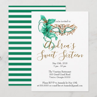 Masquerade Sweet Sixteen Birthday Party Invitation Kaart
