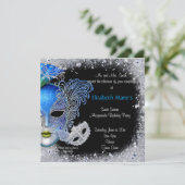 Masquerade, Sweet Sixteen, Glitter Invitation Kaart (Staand voorkant)