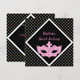 MASQUERADE SWEET SIXTEEN INVITATION SPOT KAART
