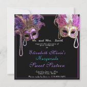 Masquerade Sweet Sixteen Pink Gold Pearls Kaart (Voorkant)