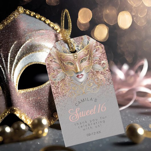 Masquerade Sweet Sixteen Roze Goud V2 ID1032 Cadeaulabel