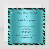 Masquerade Sweet Sixteen Sweet 16 Blauwgroen Zebra Kaart (Achterkant)