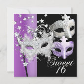 Masquerade Sweet Sixteen Sweet 16 Lila Black Kaart (Voorkant)