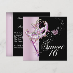 Masquerade Sweet Sixteen Sweet 16 Roze Black Kaart