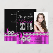 Masquerade Sweet Sixteen Sweet 16 Roze foto Kaart (Voorkant / Achterkant)