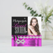 Masquerade Sweet Sixteen Sweet 16 Roze foto Kaart (Staand voorkant)