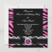 Masquerade Sweet Sixteen Sweet 16 Zebra Roze Kaart (Achterkant)