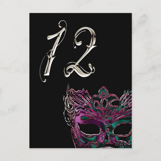 Masquerade tabelnummer briefkaart (Voorkant)