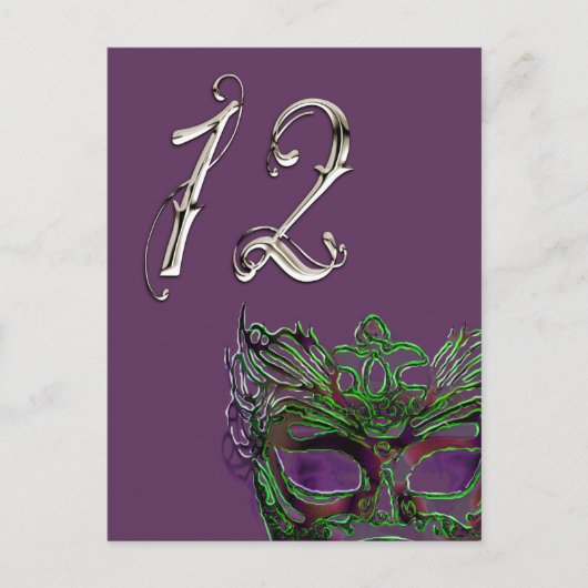 Masquerade tabelnummer briefkaart (Voorkant)