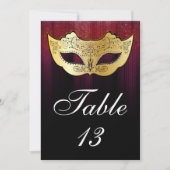 Masquerade Table Number Kaart (Voorkant)