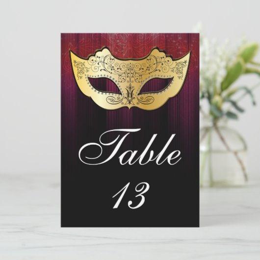 Masquerade Table Number Kaart (Staand voorkant)