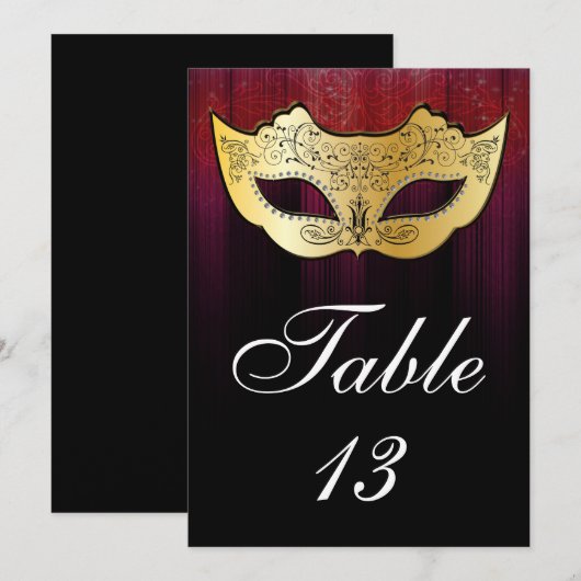 Masquerade Table Number Kaart (Voorkant / Achterkant)