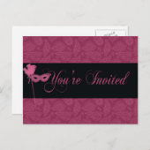 Masquerade Theatrical Invitation Uitnodiging Briefkaart (Voorkant / Achterkant)