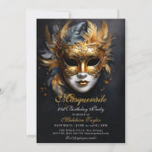 Masquerade Venetiaanse Masker Goud Paarse 21ste Ve Kaart (Voorkant)