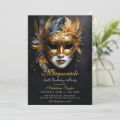 Masquerade Venetiaanse Masker Goud Paarse 21ste Ve Kaart (Staand voorkant)