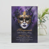 Masquerade Venetiaanse Masker Goud Paarse 50ste Ve Kaart (Staand voorkant)