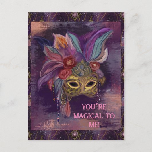 MASQUERADE VENETIE KUNST BRIEFKAART (Voorkant)