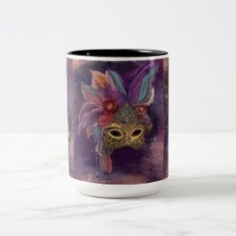 MASQUERADE VENETIE  KUNST      TWEEKLEURIGE KOFFIEMOK