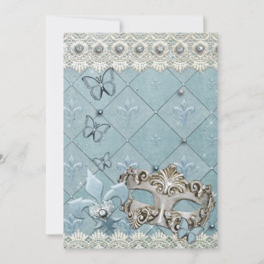 Masquerade Verjaardag Evenement Feest Uitnodiginge Kaart (Achterkant)