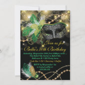 Masquerade Verjaardag Evenement Feest Uitnodiginge Kaart (Achterkant)