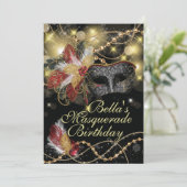 Masquerade Verjaardag Evenement Feest Uitnodiginge Kaart (Staand voorkant)