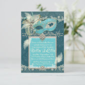 Masquerade Verjaardag Evenement Feest Uitnodiginge Kaart (Staand voorkant)