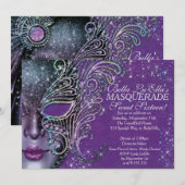 Masquerade Verjaardag Evenement Feest Uitnodiginge Kaart (Voorkant / Achterkant)