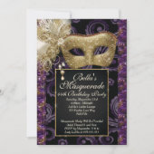 Masquerade Verjaardag Evenement Feest Uitnodiginge Kaart (Voorkant)