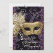 Masquerade Verjaardag Evenement Feest Uitnodiginge Kaart (Achterkant)