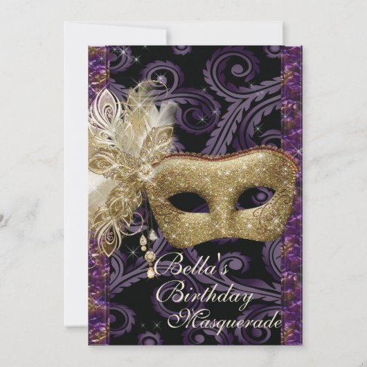 Masquerade Verjaardag Evenement Feest Uitnodiginge Kaart (Achterkant)