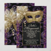 Masquerade Verjaardag Evenement Feest Uitnodiginge Kaart (Voorkant / Achterkant)
