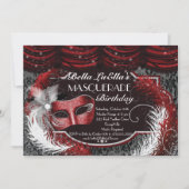 Masquerade Verjaardag Evenement Feest Uitnodiginge Kaart (Voorkant)