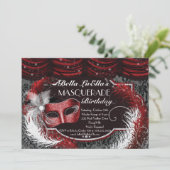 Masquerade Verjaardag Evenement Feest Uitnodiginge Kaart (Staand voorkant)