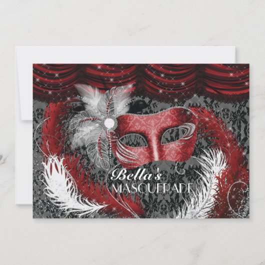 Masquerade Verjaardag Evenement Feest Uitnodiginge Kaart (Achterkant)