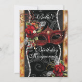 Masquerade Verjaardag Evenement Feest Uitnodiginge Kaart (Achterkant)