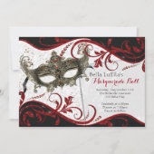 Masquerade Verjaardag Evenement Feest Uitnodiginge Kaart (Voorkant)