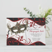 Masquerade Verjaardag Evenement Feest Uitnodiginge Kaart (Staand voorkant)