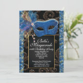 Masquerade Verjaardag Evenement Feest Uitnodiginge Kaart (Staand voorkant)