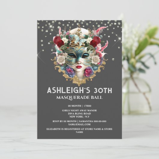 Masquerade verjaardag Venetiaanse dames gezichtsma Kaart (Staand voorkant)